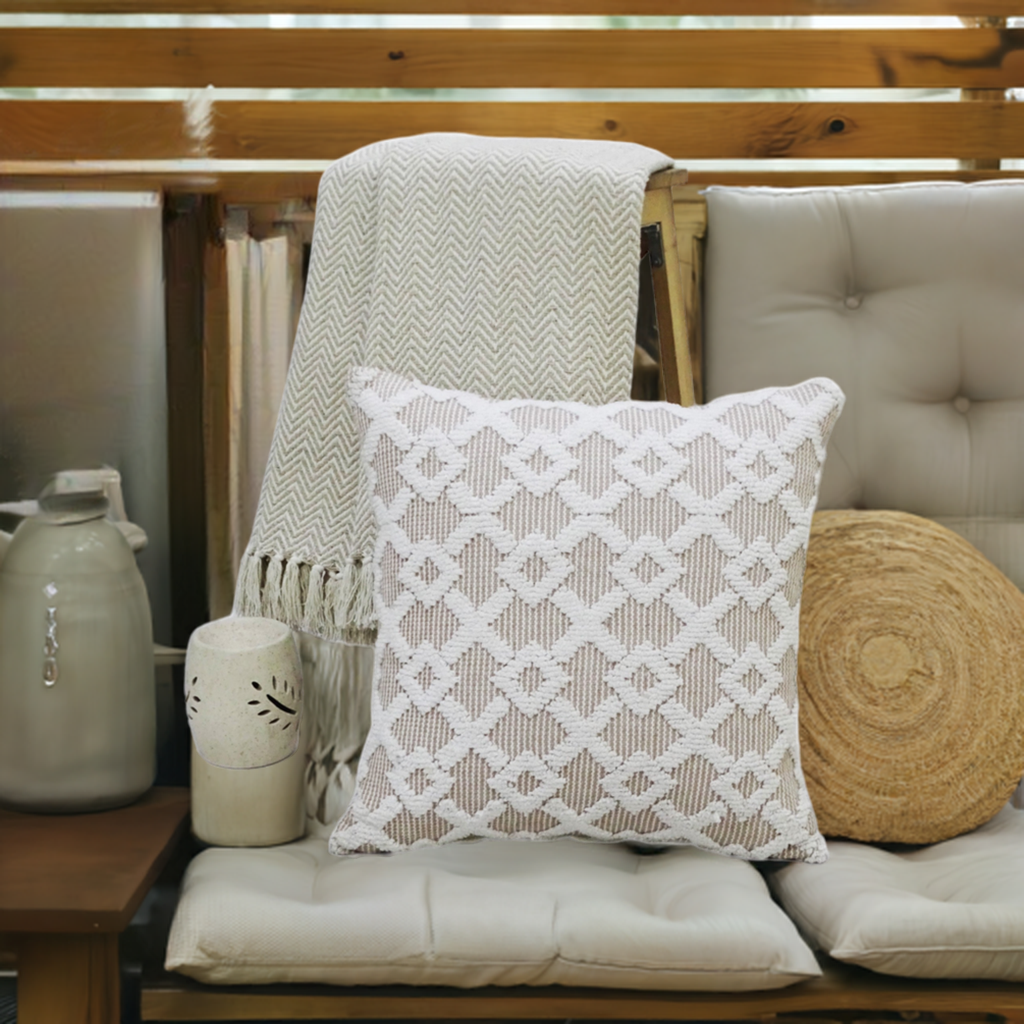 Haven Beige Geometric Pillow