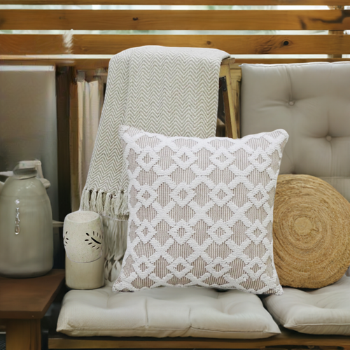 Haven Beige Geometric Pillow