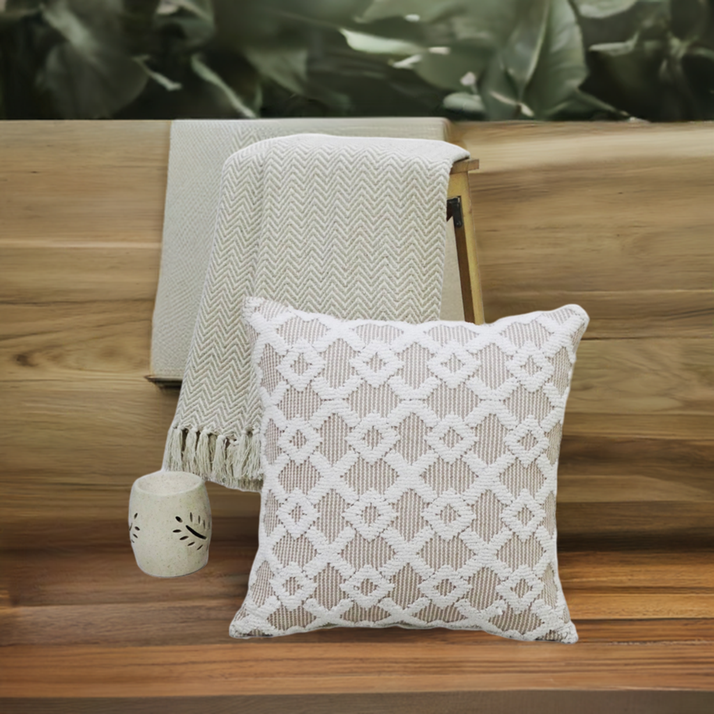 Haven Beige Geometric Pillow