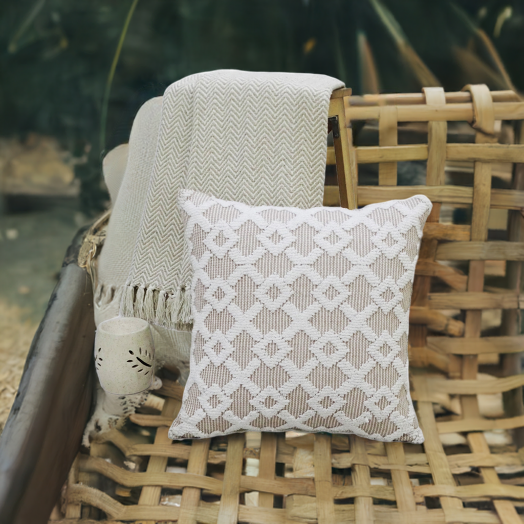 Haven Beige Geometric Pillow