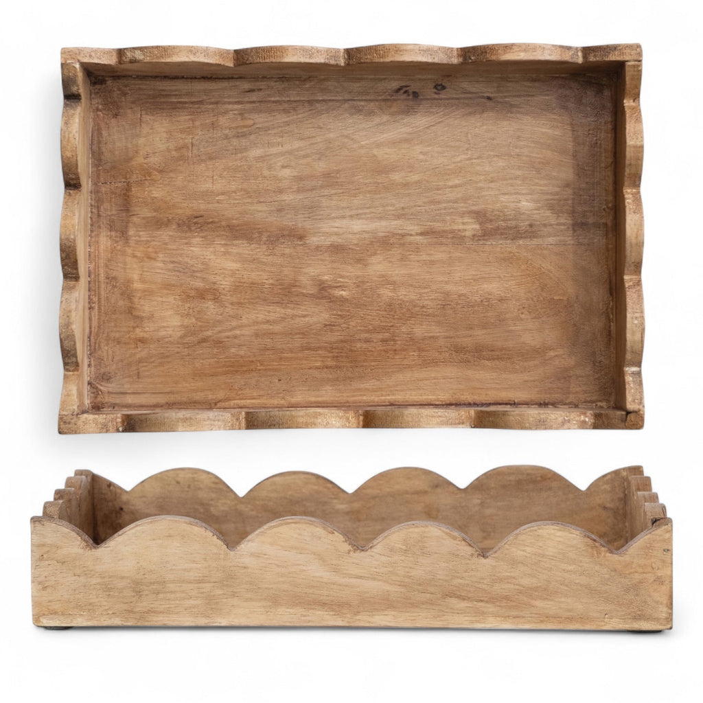 Meadow Scalloped Wood Tray