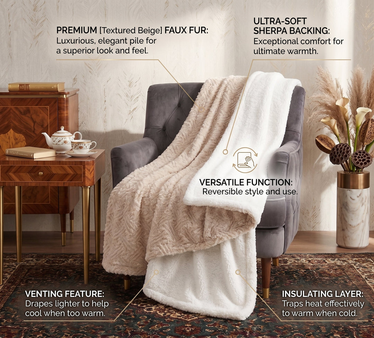 Champagne Haven Plush Throw